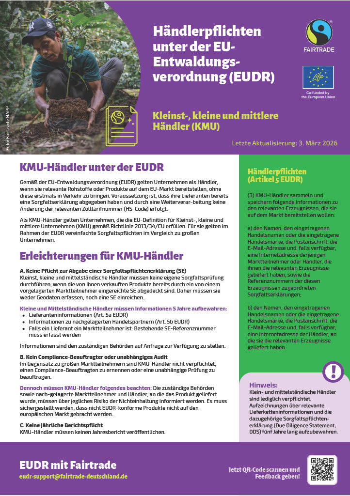 Händlerpflichten unter der EU-Entwaldungsverordnung (EUDR)