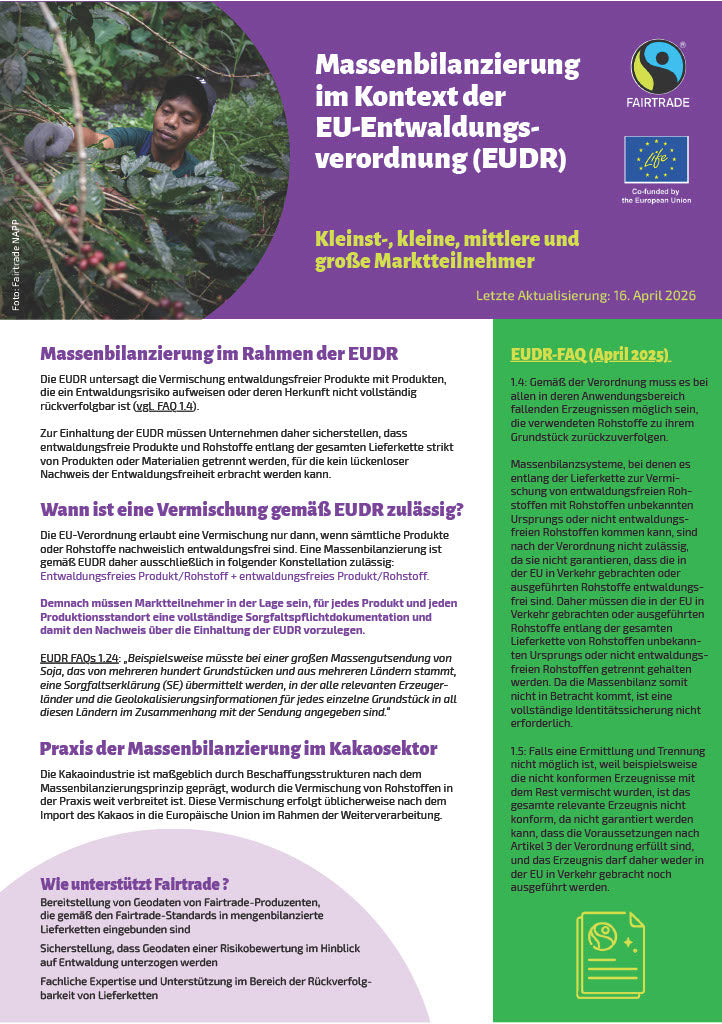 Massenbilanzierung im Kontext der EU-Entwaldungsverordnung (EUDR)