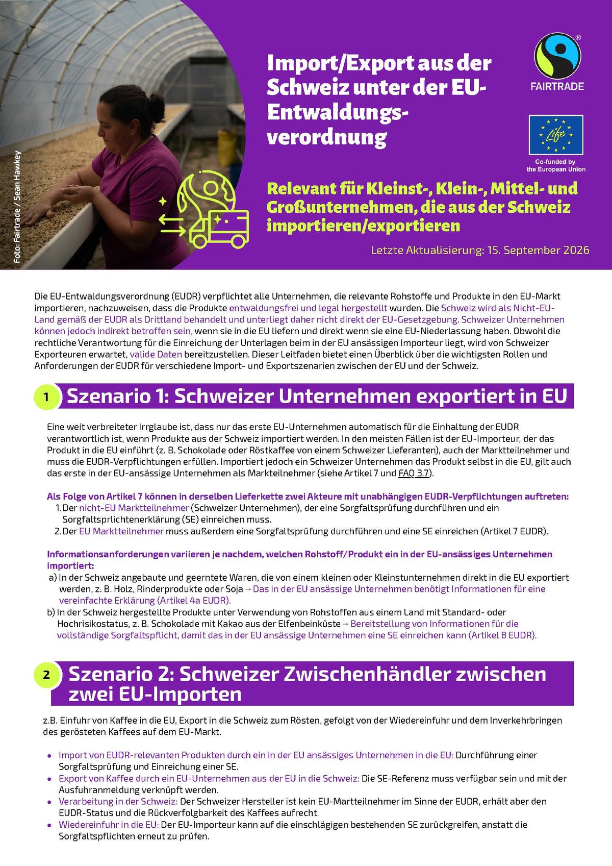 Import/Export aus der Schweiz unter der EU-Entwaldungsverordnung